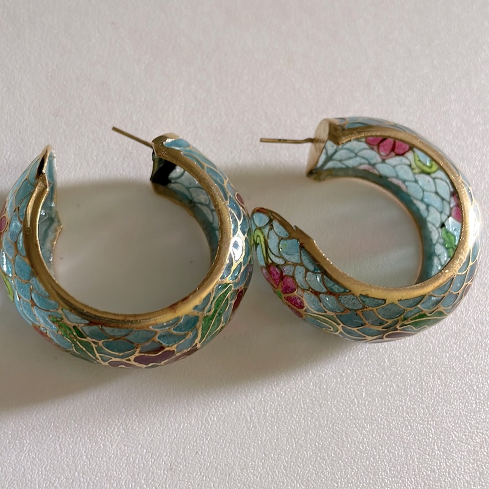 1.5 inch length hand blown stain glass earrings